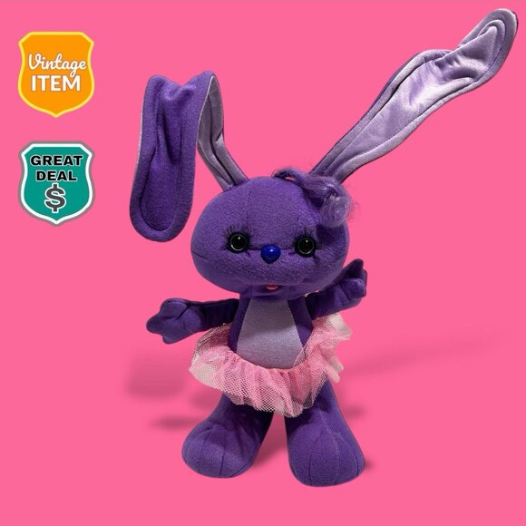 Vintage 12 Inch 89 Kenner GRABBITS Purple Bunny Stuffed Animal Plush Toy! RARE! - Picture 1 of 8